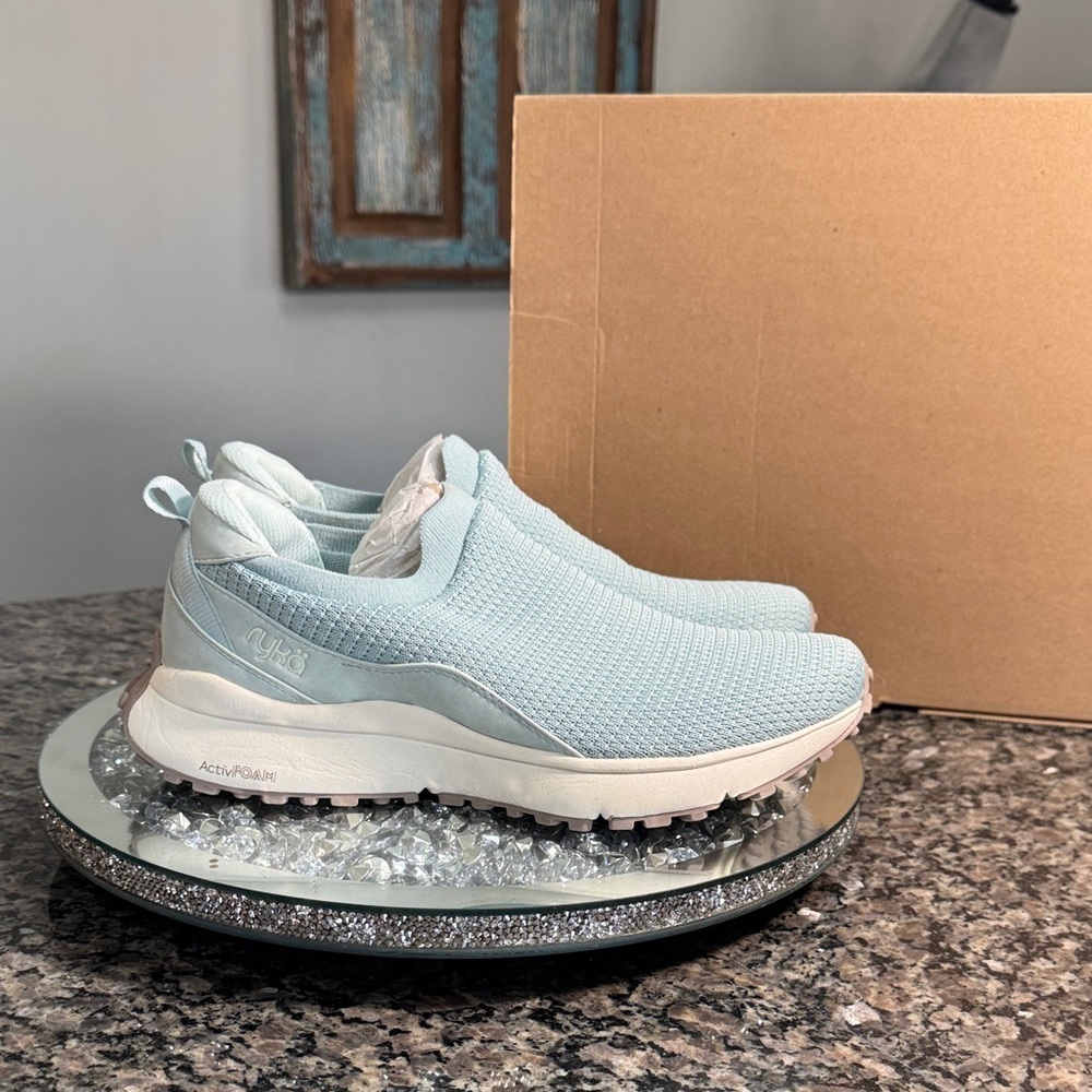 Ryka Light Blue Slip-On Sneakers NEW 9.5 Wide